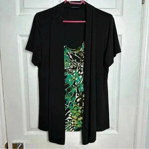 Perseption Women Two In One Top  Cardigan & Tank Black/Green Size XL